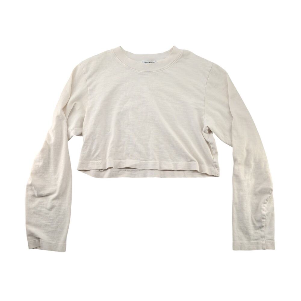 Cotton Citizen Long Sleeve Crop Top Shirt Women's Small Minimalist Casual